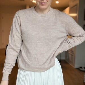 Lachlan Beige Long Sleeve 100% Wool Sweater